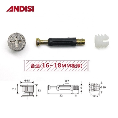 Mini Fijación de muebles de plástico Dowel tornillo de conexión para el diseño moderno y más