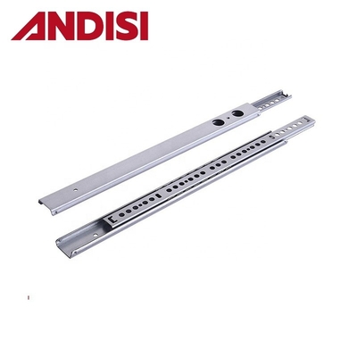 Capacidad de carga de 15 kg 27 mm Corredor de cajón telescópico de acero bidireccional para cajón de mesa