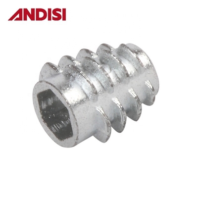 Sala de estar Dispositivo hexadecimal de aleación de zinc Conexión Mini Fija Cam Cerradura Nueces Muebles de madera roscados Nuts de inserción M6 M8
