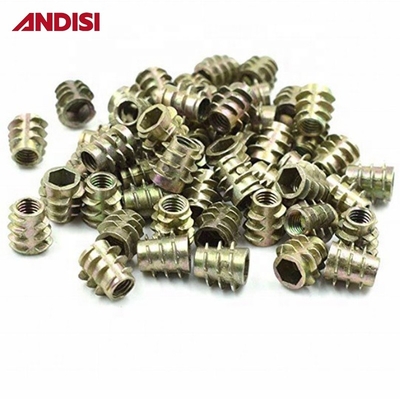 Sala de estar Dispositivo hexadecimal de aleación de zinc Conexión Mini Fija Cam Cerradura Nueces Muebles de madera roscados Nuts de inserción M6 M8
