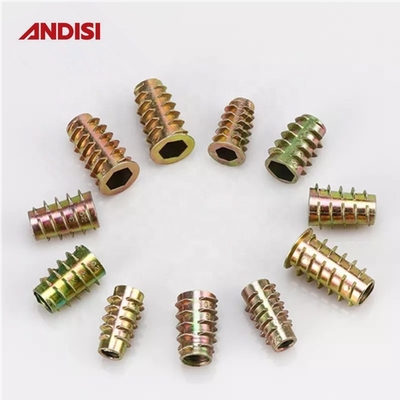 Sala de estar Dispositivo hexadecimal de aleación de zinc Conexión Mini Fija Cam Cerradura Nueces Muebles de madera roscados Nuts de inserción M6 M8