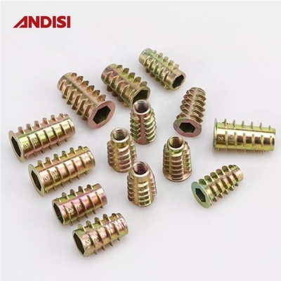 Sala de estar Dispositivo hexadecimal de aleación de zinc Conexión Mini Fija Cam Cerradura Nueces Muebles de madera roscados Nuts de inserción M6 M8