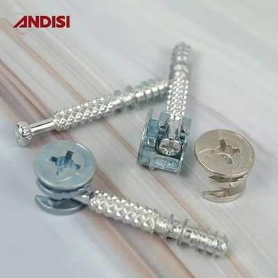 Diseño moderno de aleación de zinc Cam excentrico plano 3 en 1 Mini Cerradura de camilla de tornillo fijo para muebles