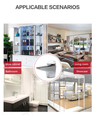 Clampada fija para accesorios de muebles con soporte de estantería de vidrio en forma de F