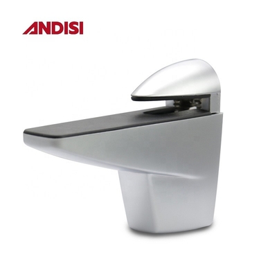 Clampada de cristal de estantería de aleación de zinc cromo con clip de soporte de vidrio en forma de F ajustable