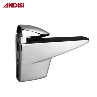 Clampada de cristal de estantería de aleación de zinc cromo con clip de soporte de vidrio en forma de F ajustable