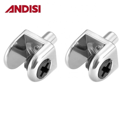 Semi-circular ajustable soporte de estantería de aleación de zinc para estantería de vidrio de montaje en pared pequeña