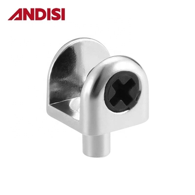 Semi-circular ajustable soporte de estantería de aleación de zinc para estantería de vidrio de montaje en pared pequeña
