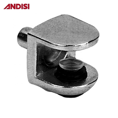 Semi-circular ajustable soporte de estantería de aleación de zinc para estantería de vidrio de montaje en pared pequeña