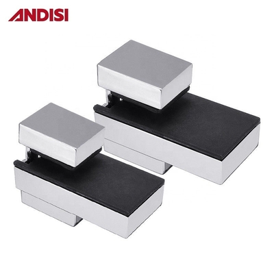 OEM Acero de aleación de zinc Altura ajustable 0-22mm Pared montado ángulo de vidrio a la estantería de vidrio soporte de abrazadera de vidrio