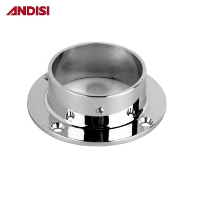 Ropa cromada de 50 mm de diámetro cuelga de tren redondo, porta tubos, armario, bastón de soporte, bridas de acero para armario