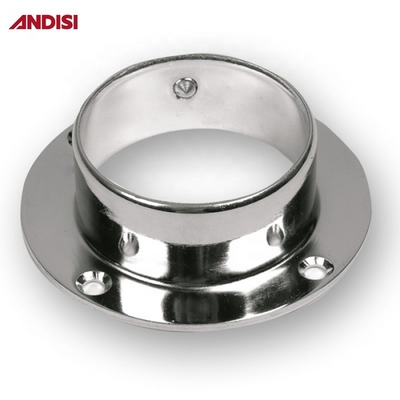 Camiseta de apoyo de tubo redondo de aleación de zinc cromada, soporte de soporte de soporte de soporte, brida de 25 mm de diámetro