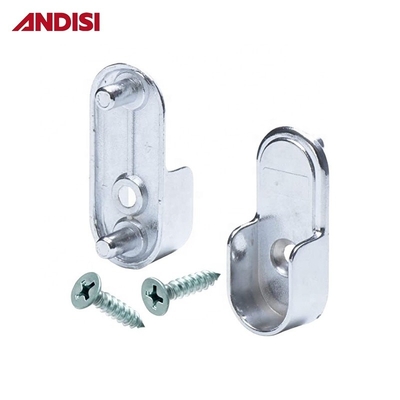 Colgador de tubería ovalado cromado para ropa de armario de 44 mm de longitud