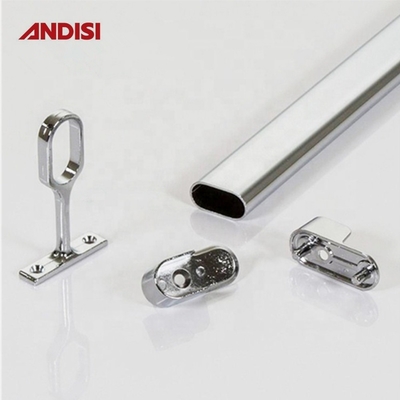 Colgador de tubería ovalado cromado para ropa de armario de 44 mm de longitud