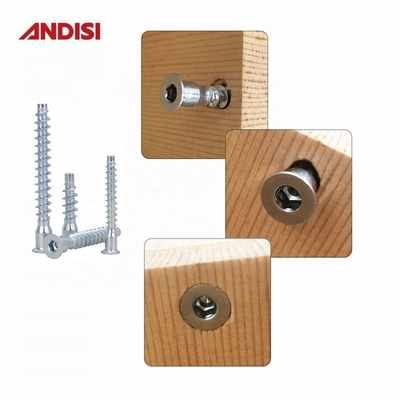 Muebles de acero de conexión Pozi cabeza plana tornillo de confirmación con cabeza de enchufe hexagonal y agujero zincado