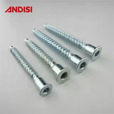 Muebles de acero de conexión Pozi cabeza plana tornillo de confirmación con cabeza de enchufe hexagonal y agujero zincado