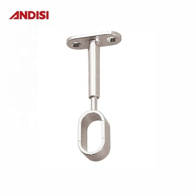 Altura ajustable Zinc de aleación de armario Rod soporte para el centro oval de apoyo del tubo del armario