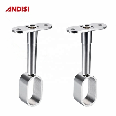 Altura ajustable Zinc de aleación de armario Rod soporte para el centro oval de apoyo del tubo del armario