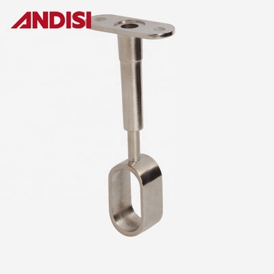 Altura ajustable Zinc de aleación de armario Rod soporte para el centro oval de apoyo del tubo del armario
