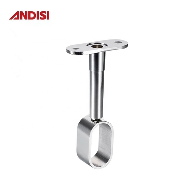 Altura ajustable Zinc de aleación de armario Rod soporte para el centro oval de apoyo del tubo del armario
