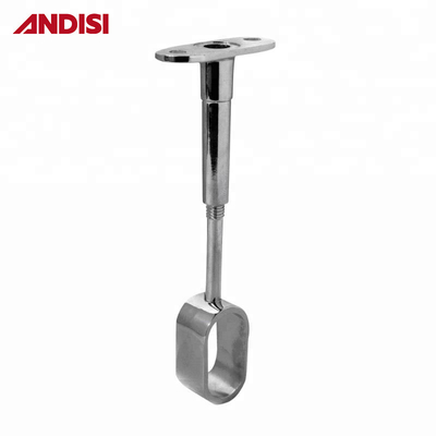 Altura ajustable Zinc de aleación de armario Rod soporte para el centro oval de apoyo del tubo del armario