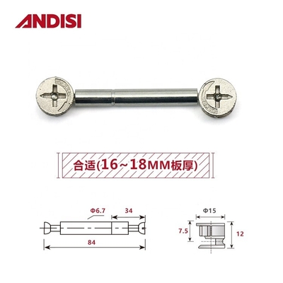 Materiales de tornillo de acero Camas de tornillo de doble extremo y pinzas para el montaje de muebles
