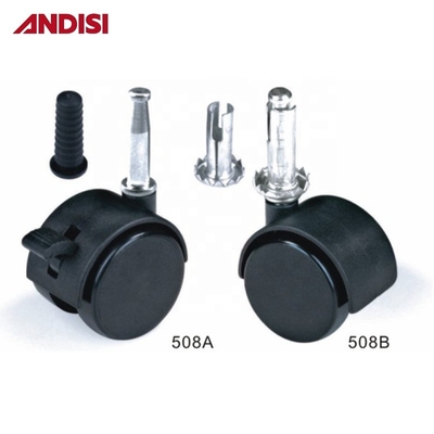 Plastico zincado acero montaje encapuchado enchufe muebles de oficina silla de ruedas de ruedas con freno