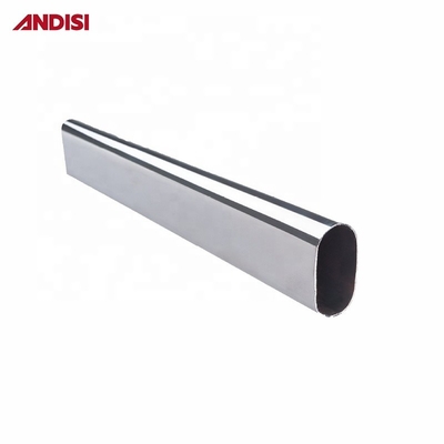 0.5/0.6/0.7/0.8/0.9/1.0/1.2mm tubo de armario de metal oval para el bastón de armario de cromo pulido