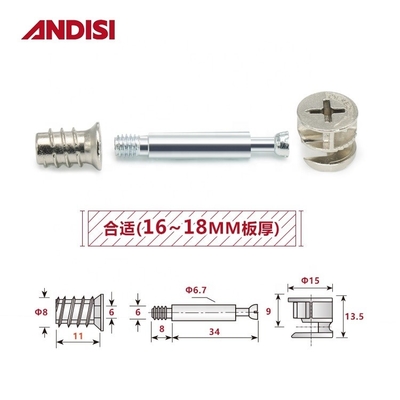 Embalaje de correo 3-IN-1 Conexión de gabinete de madera Cam Lock Nut y cerrojo MINI FIX