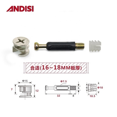 Embalaje de correo 3-IN-1 Conexión de gabinete de madera Cam Lock Nut y cerrojo MINI FIX
