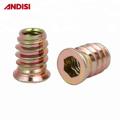 Embalaje de correo Y Hex Drive Fijación inserción roscada Muebles de madera tornillo inserción de tuerca