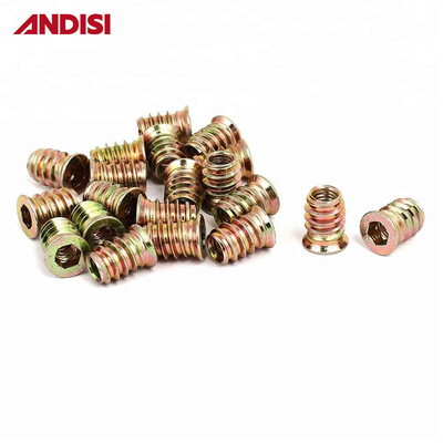Embalaje de correo Y Hex Drive Fijación inserción roscada Muebles de madera tornillo inserción de tuerca