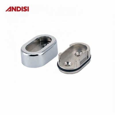 Soporte de tubo de armario en forma ovalada de aleación de zinc para soporte de barra de armario en acabado de cromo
